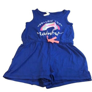 Love At First Sight Girls Romper Graphic Follow the Rainbow Blue Size M 5-6